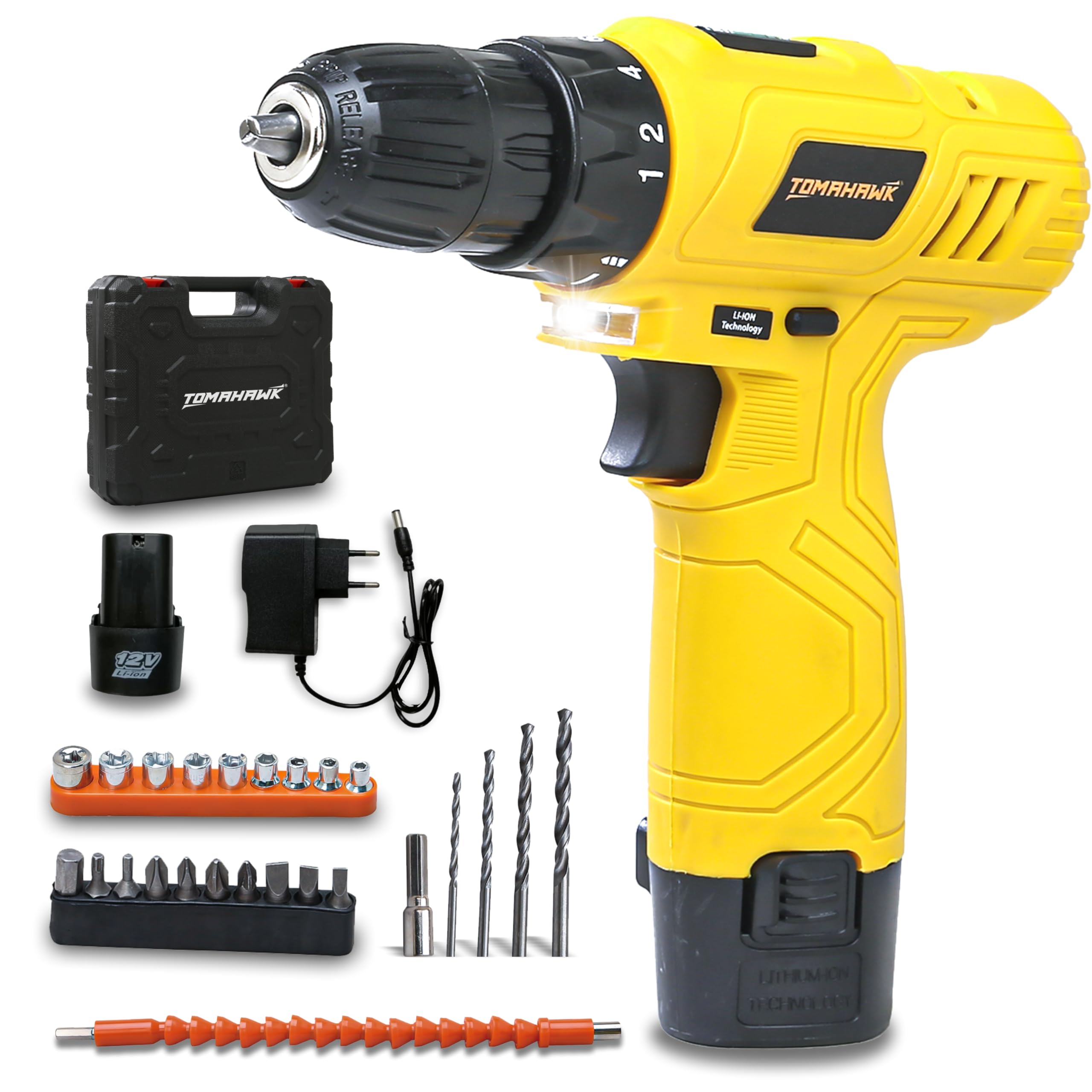 TOMAHAWK® T 7500-S Cordless Screwdriver & Drill Set, 25pcs - Compact and Powerful, 1350 RPM - Reversible switch, Adjustable Torque, 10mm Chuck, 1x1.5Ah Battery for Drilling Wood, Metal (B0DB86S73L) Amazon Price History, Amazon Price Tracker