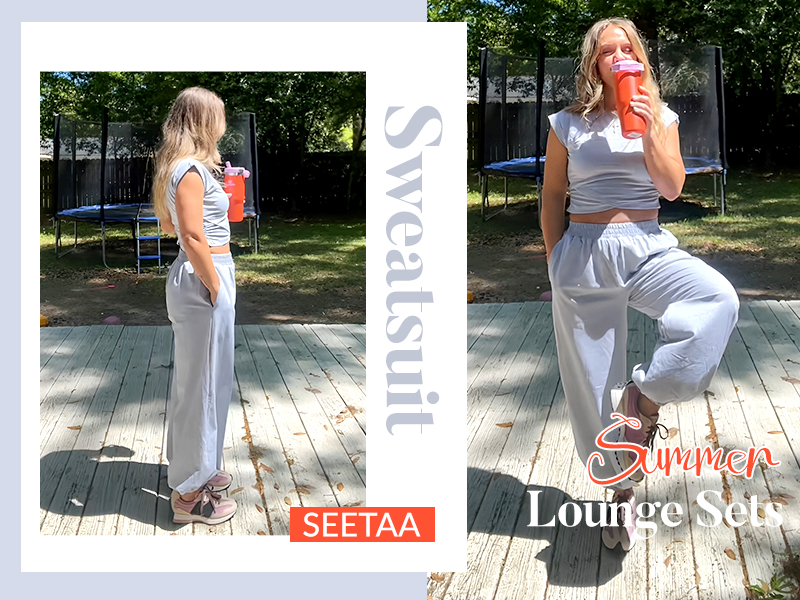 Amazon.com: Seetaa Womens 2 Piece Sweatsuits Sets Casual Workout