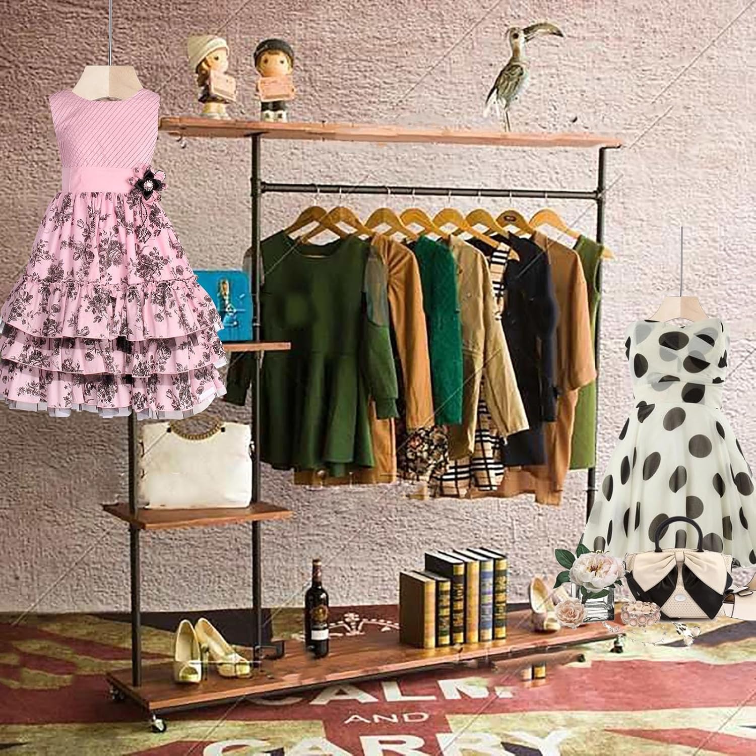 Mannequin Dress Form Child Clothing Hangers with Sizes, Retail Display Hangers for Shirt and Pants Adjustable Pose, Wire Shelf for Closet to Hang Clothes Hangers (Size : Large)