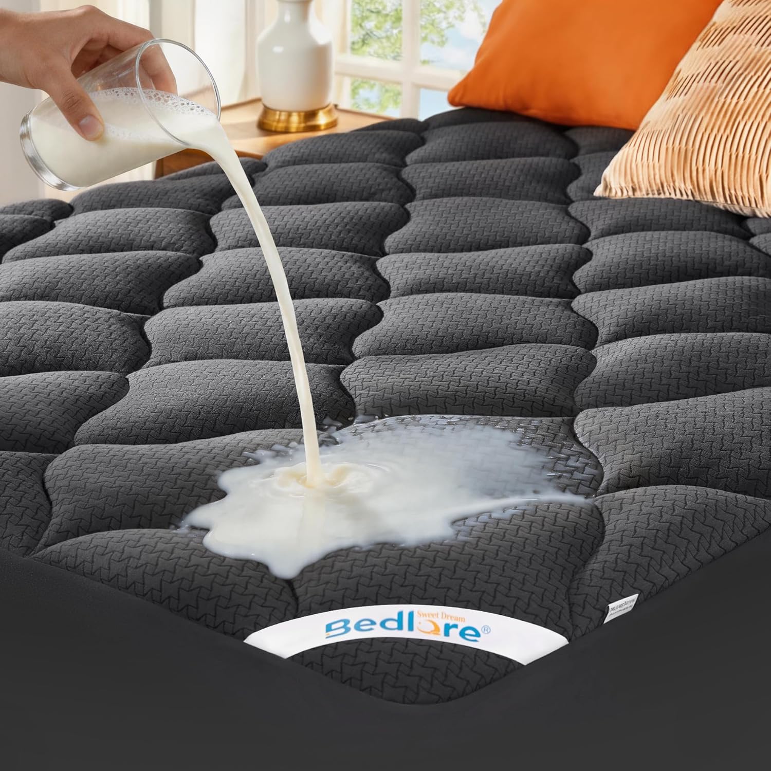 BEDLORE Waterproof Queen Mattress Pad, Breathable Mattress Protector with 6-18 Inch Deep Pocket, Quilted Fitted Mattress Topper Bed Cover, Noiseless & Machine Washable