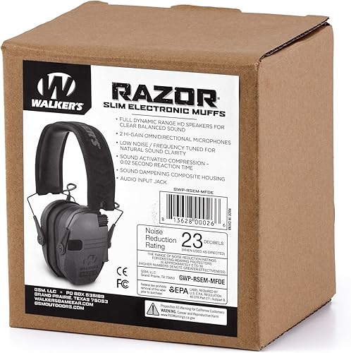 Miniatura 176 de Walker's Razor Slim Ultra - Orejeras electrónicas de perfil bajo. Diseño compacto, rango ajustable. Protección auditiva para práctica de tiro, caza.