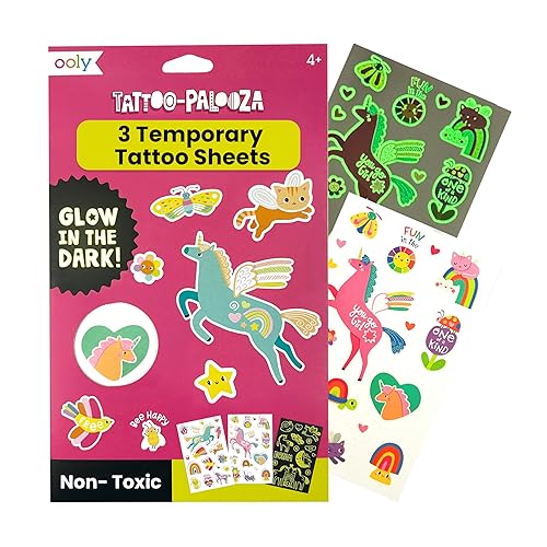 Miniatura 16 de Ooly 50 tatuajes temporales con purpurina para niños, tatuajes temporales seguros y no tóxicos, regalos de fiesta para niños, excelentes rellenos