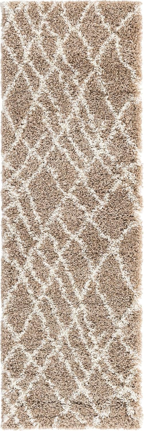 Rugs.com Soft Touch Shag Collection Runner Rug – 6 Ft Runner Khaki Shag Rug Perfect for Hallways, Entryways