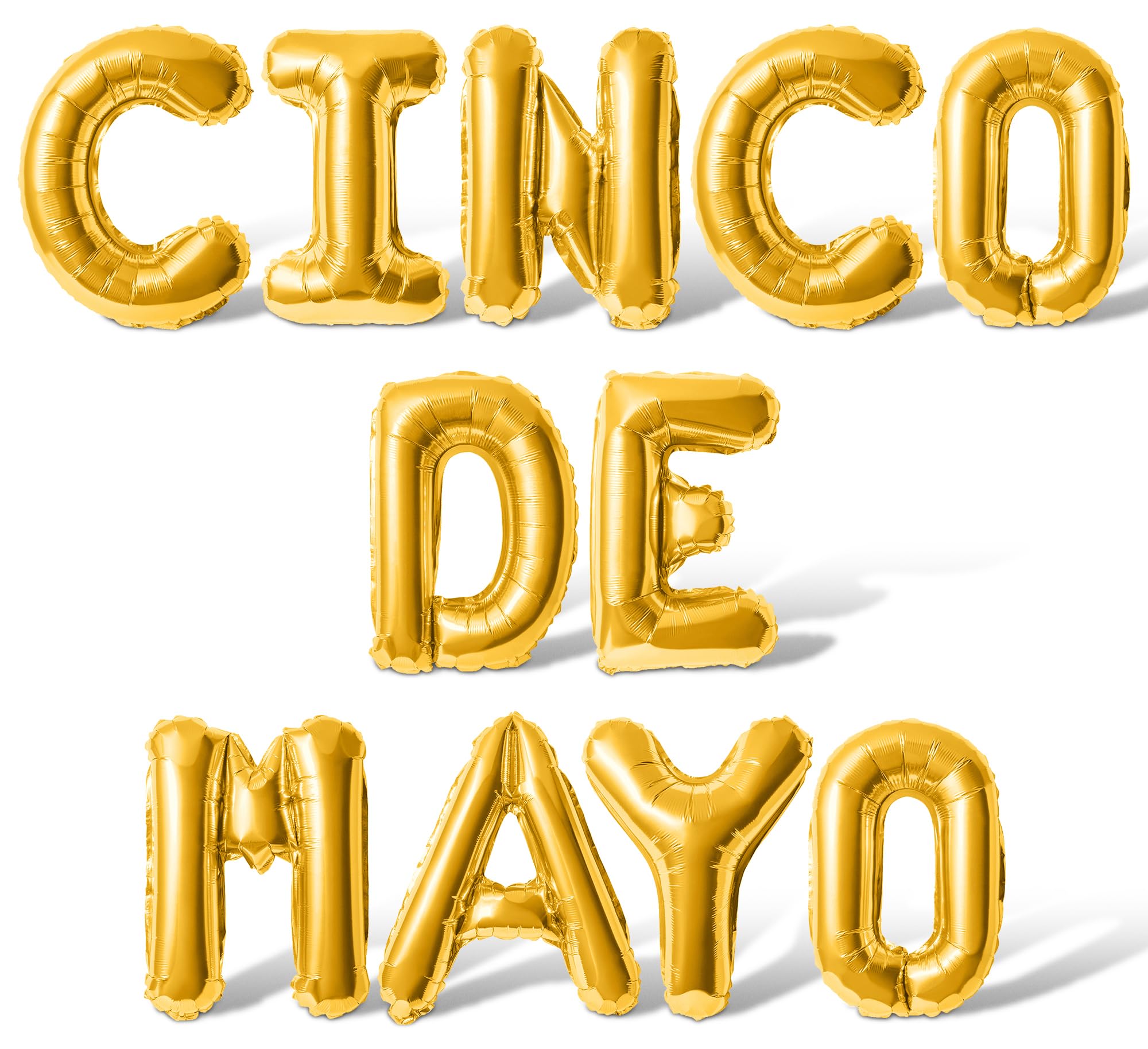 Letter Balloons - CINCO DE MAYO 16" Inch Alphabet Letters Foil Mylar Balloon Cinco de Mayo Party Banner (Gold)