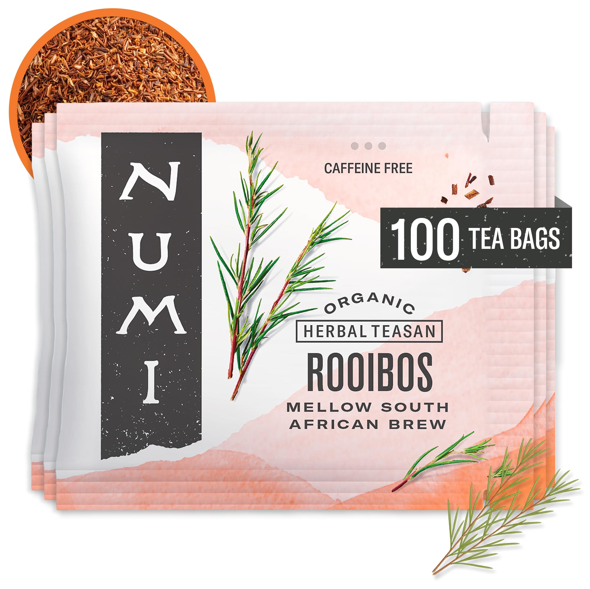 Numi - Organic Rooibos Tea, 100 Bulk Herbal Tea Bags, Caffeine Free