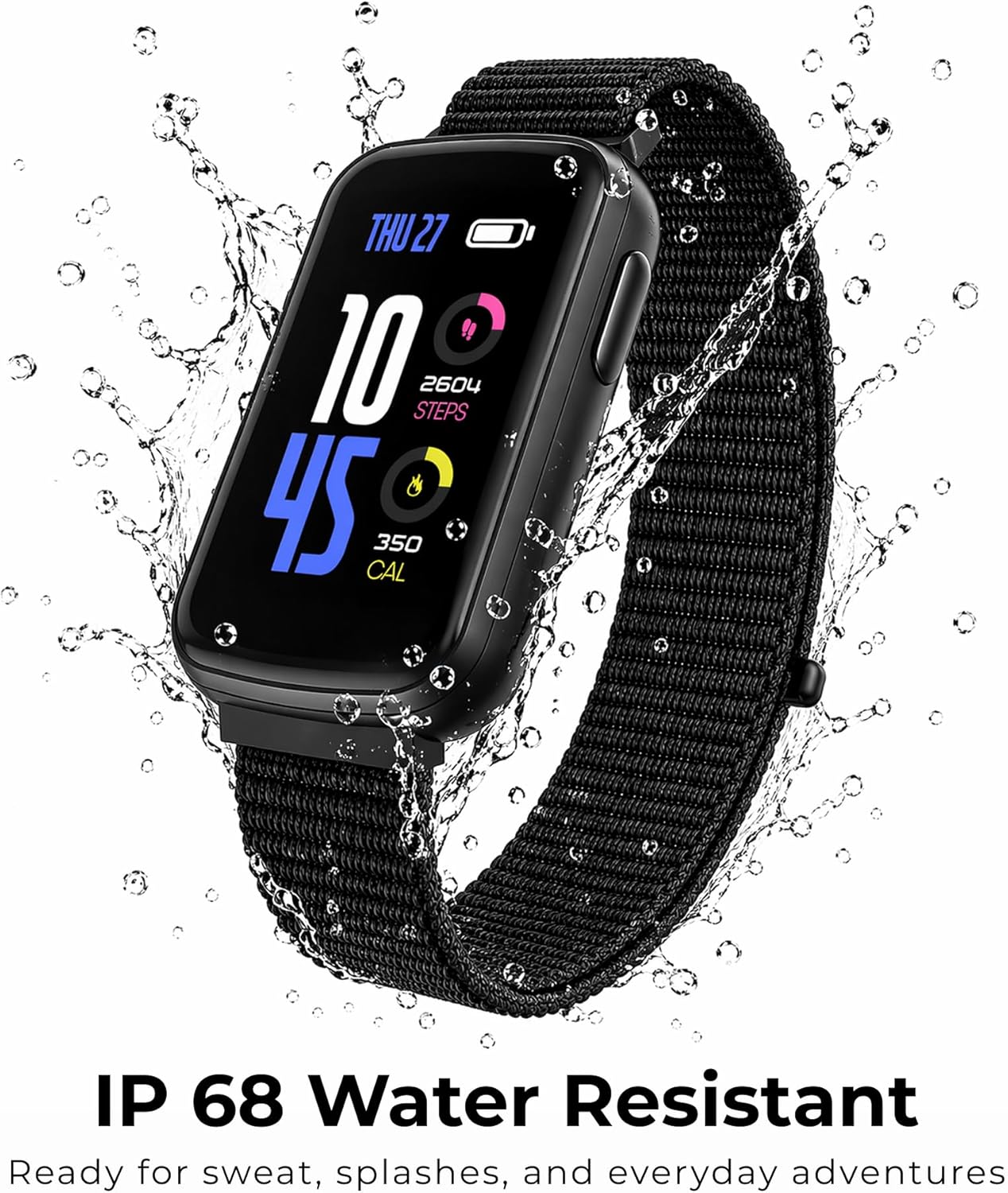 iTouch Active 5 Fitness Tracker, 1.57" Full Touch Display, Heart Rate Monitor, Sleep Tracking, 100+ Sports Modes, 7-Day Battery, IP68 Waterproof, for Android iPhone (Black Nylon Band) 9 81oFhtVF3PL. AC SL1500