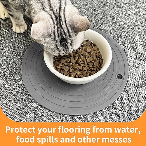 Miniatura 5 de Ptlom Tapete de comida para mascotas para perros y gatos, 2 piezas, tapete para evitar el desbordamiento de alimentos y agua, adecuado para mascotas