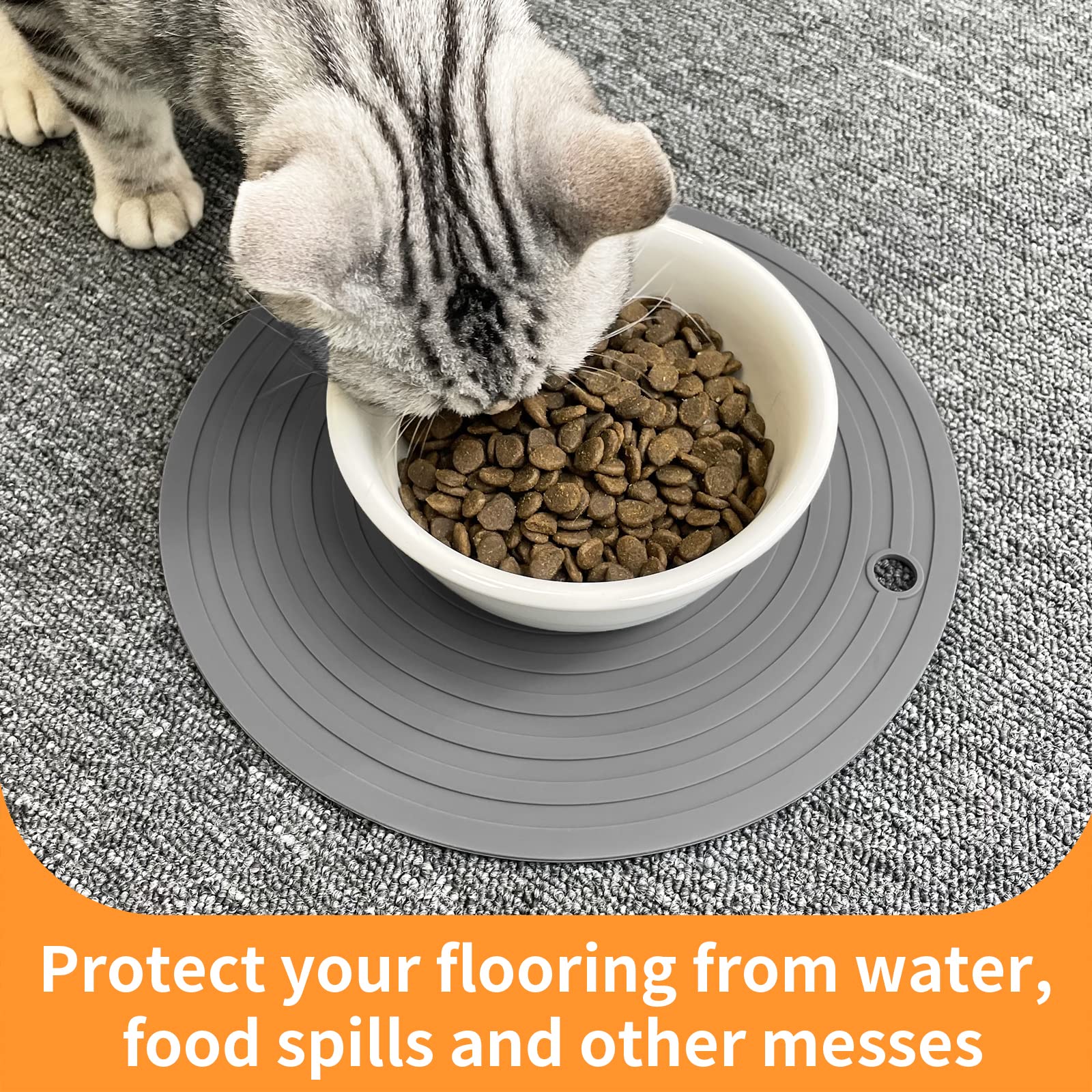 Ptlom 2 x Haustier-Platzsets für Hunde und Katzen, wasserdichte Silikon-Futternapf-Matten für Futter und Wasser, kleine, mittelgroße und große Haustiermatte verhindert Verschütten von Rückständen auf