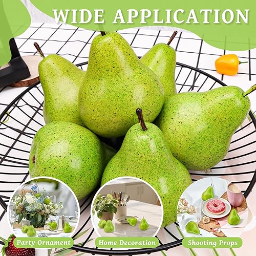 Miniatura 4 de 6 piezas de peras falsas artificiales de frutas sintéticas para decoración del hogar, gabinetes de cocina, centros de mesa, tiendas, bodas, fiestas,