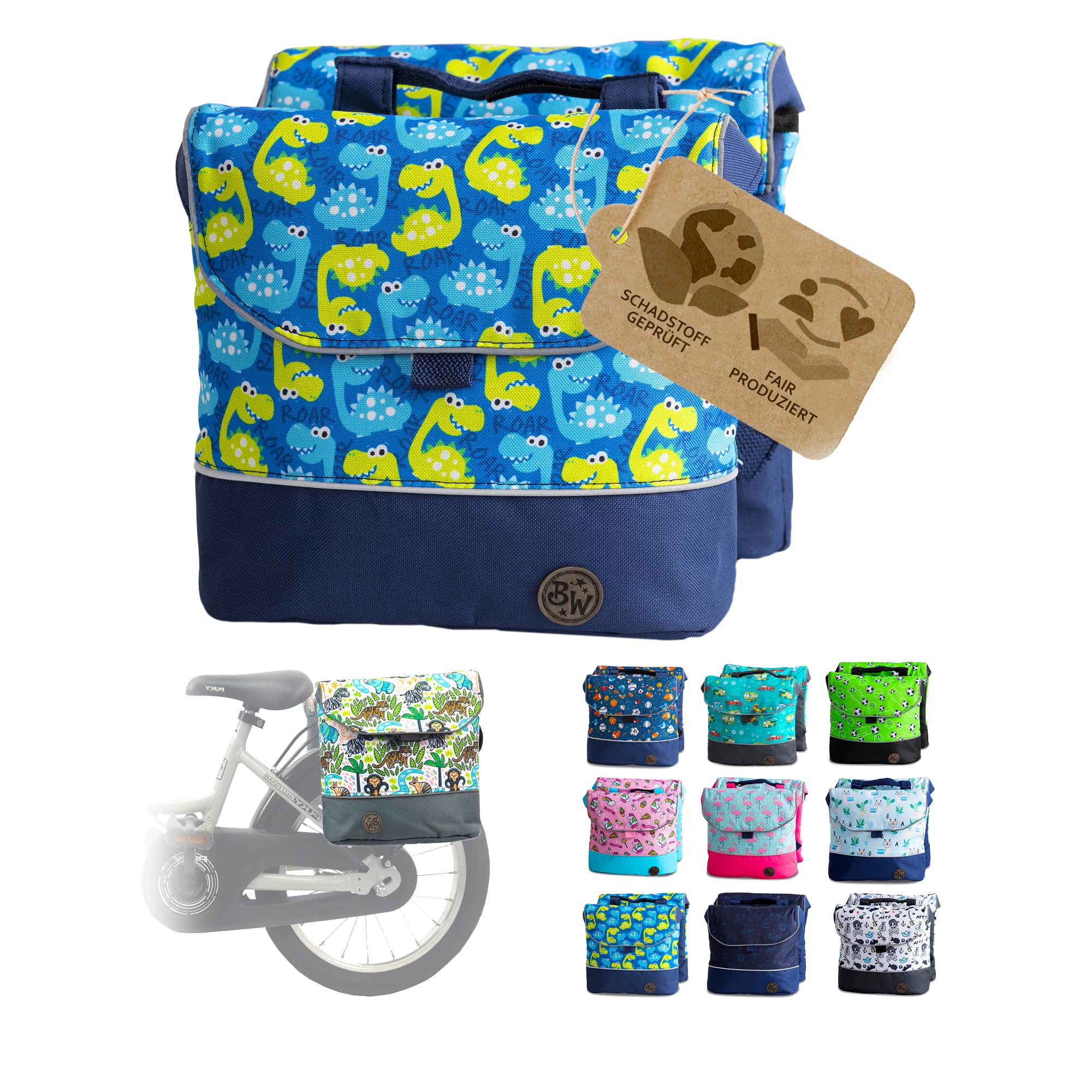 BambiniWelt by Rafael K. Gepäcktasche – Wasserabweisende Gepäckträgertasche für Kinderfahrrad 12-18 Zoll – für alle PUKY und WOOM Räder – robuste FahrradtascheFarbe: Modell 11 (M1) Sport & Freizeit