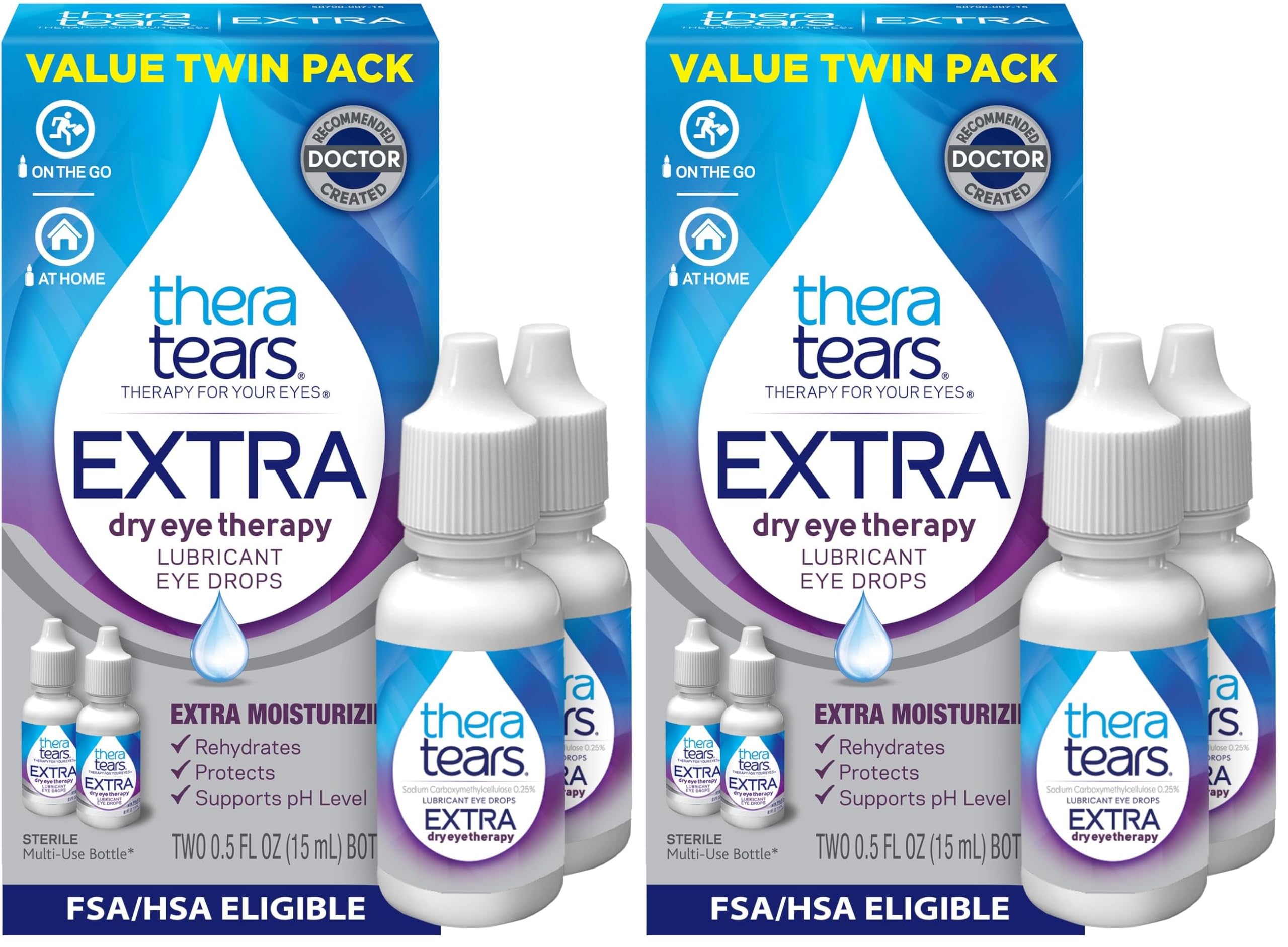 TheraTears Lubricating Eye Drops | Extra Dry Eye Therapy | 0.5 fl oz | 4 Bottles