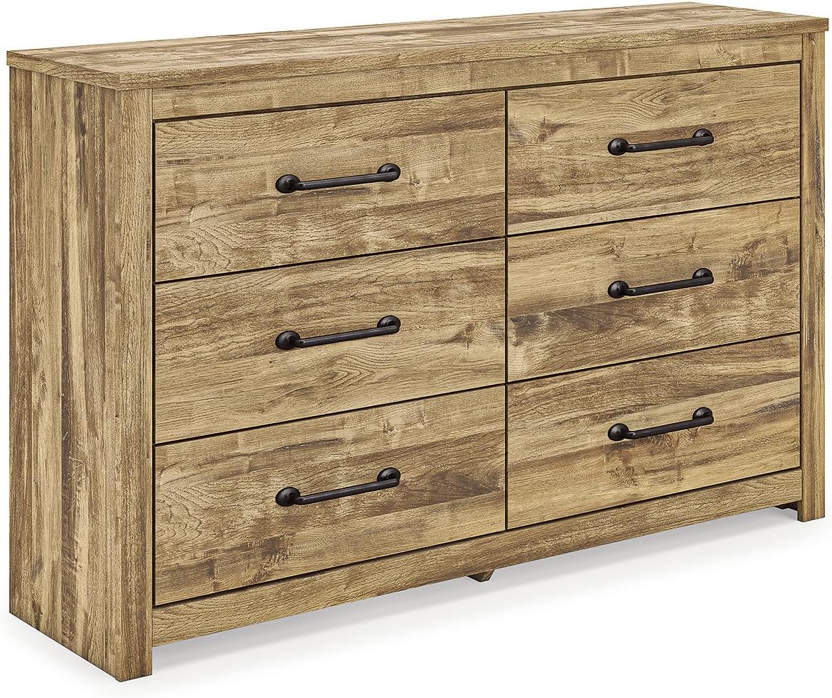 Signature Design by Ashley Hastiport Farmhouse 6-Drawer Dresser with Safety Stop, Light Brown