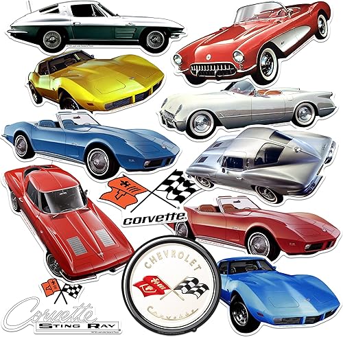 Chevrolet Corvette - Paquete variado de calcomanías grandes para automóvil, para laptop, botella de agua, álbumes de recortes, tableta, monopatín,