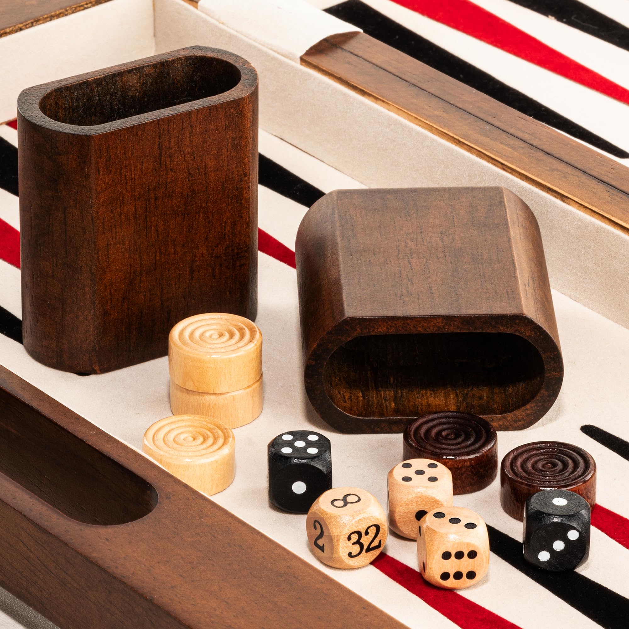 Ensemble de Jeux Lingle 39,37 cm Deluxe en Bois Massif 3-en-1 : Échecs, Backgammon et Dames avec boîte à poignée Creuse, Plateau Pliant pour Le Voyage, adapté aux Adultes