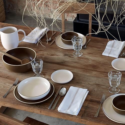 Miniatura 6 de Casafina Tazón de cerámica para sopa y pasta de cerámica - Colección Monterosa, crema-cacao  Vajilla apta para microondas y lavavajillas