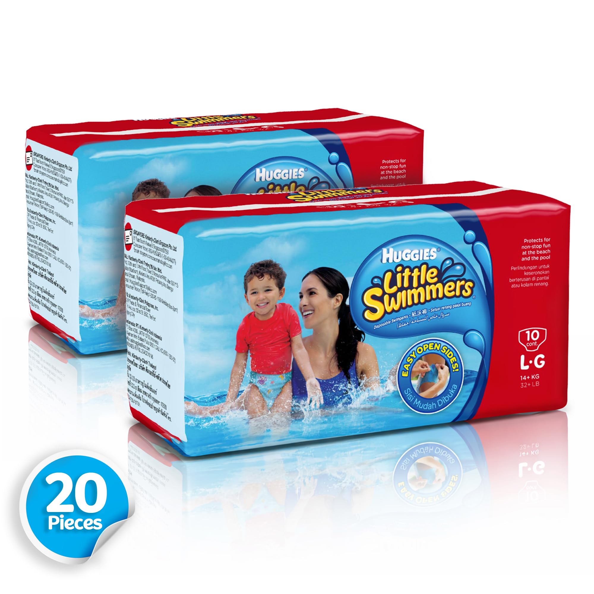Huggies Little Swimmers Disposable Swim Pants Large – Pool & Beach Baby Swim Diapers That Won't Swell in Water, Tear-Away Sides & Leak Guard for Confident Splashing