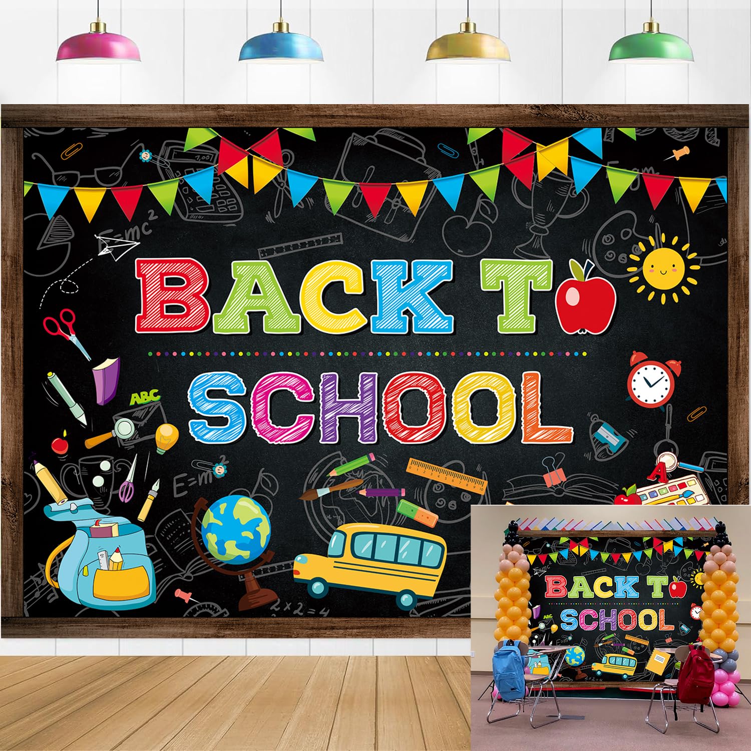 Toile De Fond 2.4x1.8m Rentrée Scolaire - Décoration Photo Premier Jour D'école, Fête, Salle De Classe