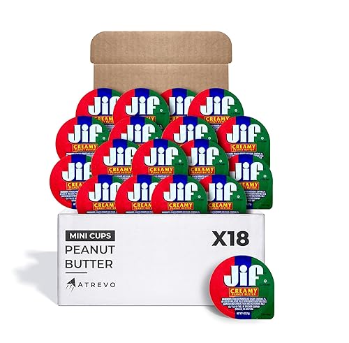 Tazas de mantequilla de maní para llevar, tamaño de aperitivo natural y cremoso (paquete de 18). Control perfecto de porciones (solo onzas) 122