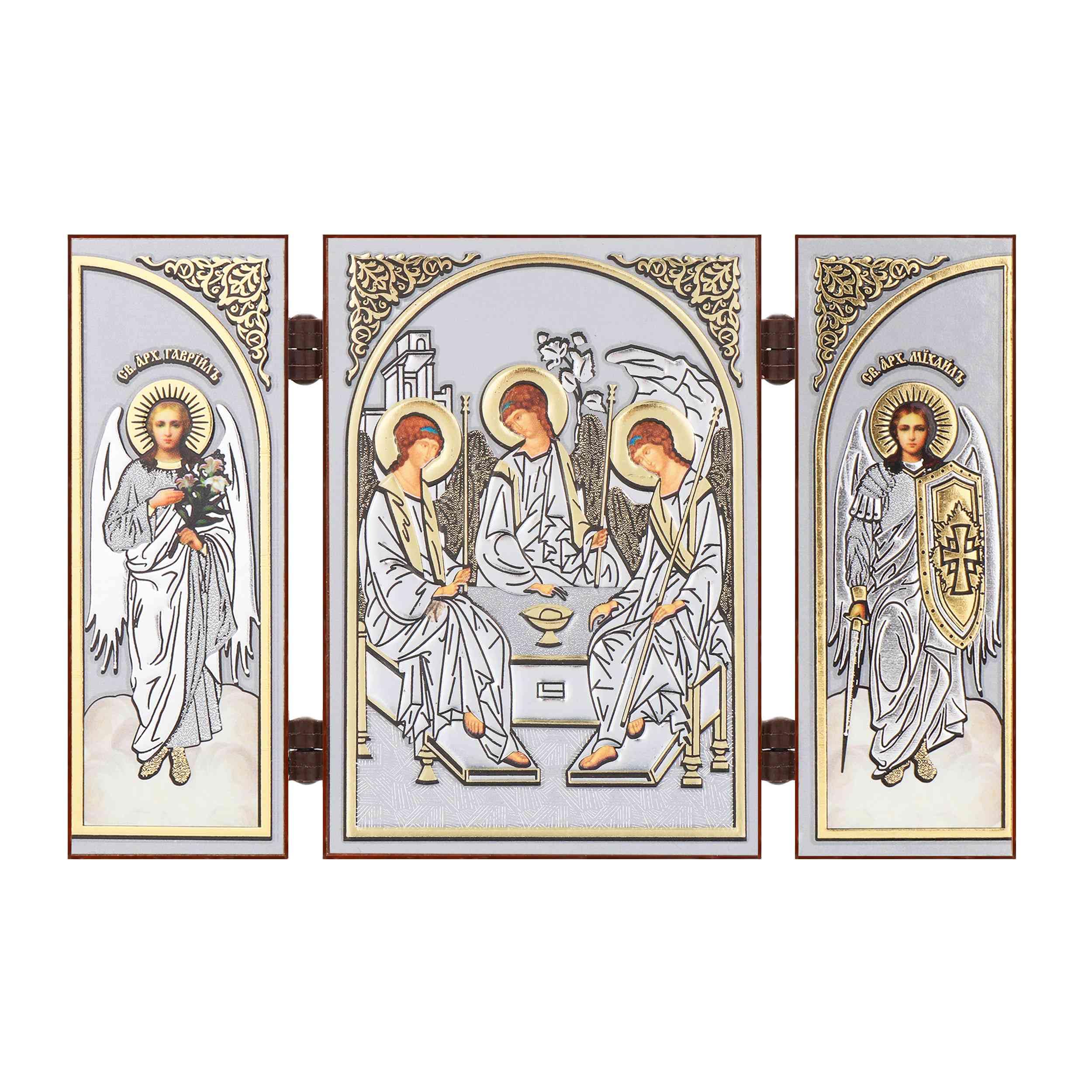 NKlaus - Holy Trinity - Icon Triptych Christian - 8.5 x 13 cm - Travel Altar Wood 16637