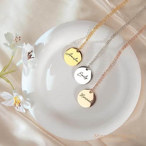 Miniatura 3 de MignonandMignon Personalized Coin Name Necklace Dainty Gift for her Bridesmaid Birthday Handmade Gold Jewelry Mom -LCN-N