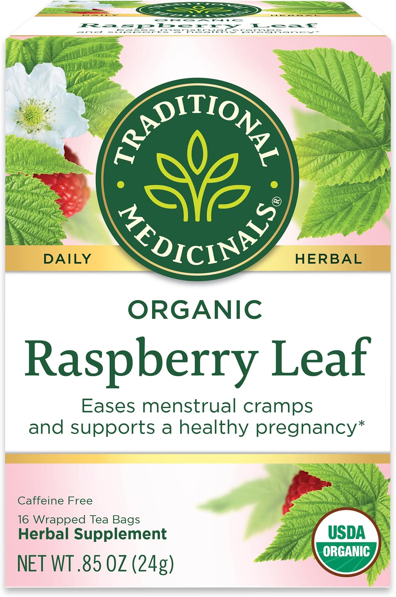 Traditional Medicinals Teas Organic Raspberry Leaf Tea,16 Bags