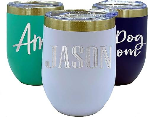 Vaso de vino personalizado con tapa, 12 onzas, elige tu diseño, taza de café de viaje aislada al vacío, termo de doble pared de acero inoxidable,