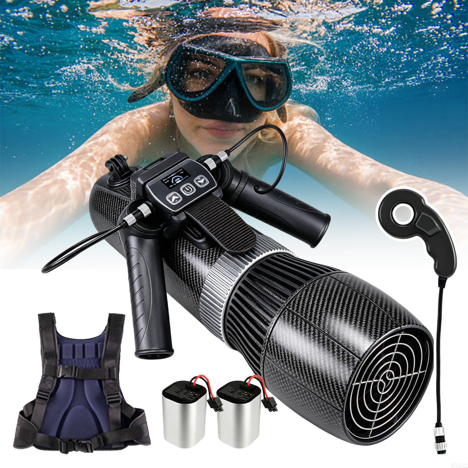 agreilduite 650w Underwater Scooters For Adults, 7.8kg Thrust, Triple Control System, 120min Runtime, Modular Design-Leg Mounted Diving Vest-Mounted Handheld, For Paddle Boarding/Ocean Exploration