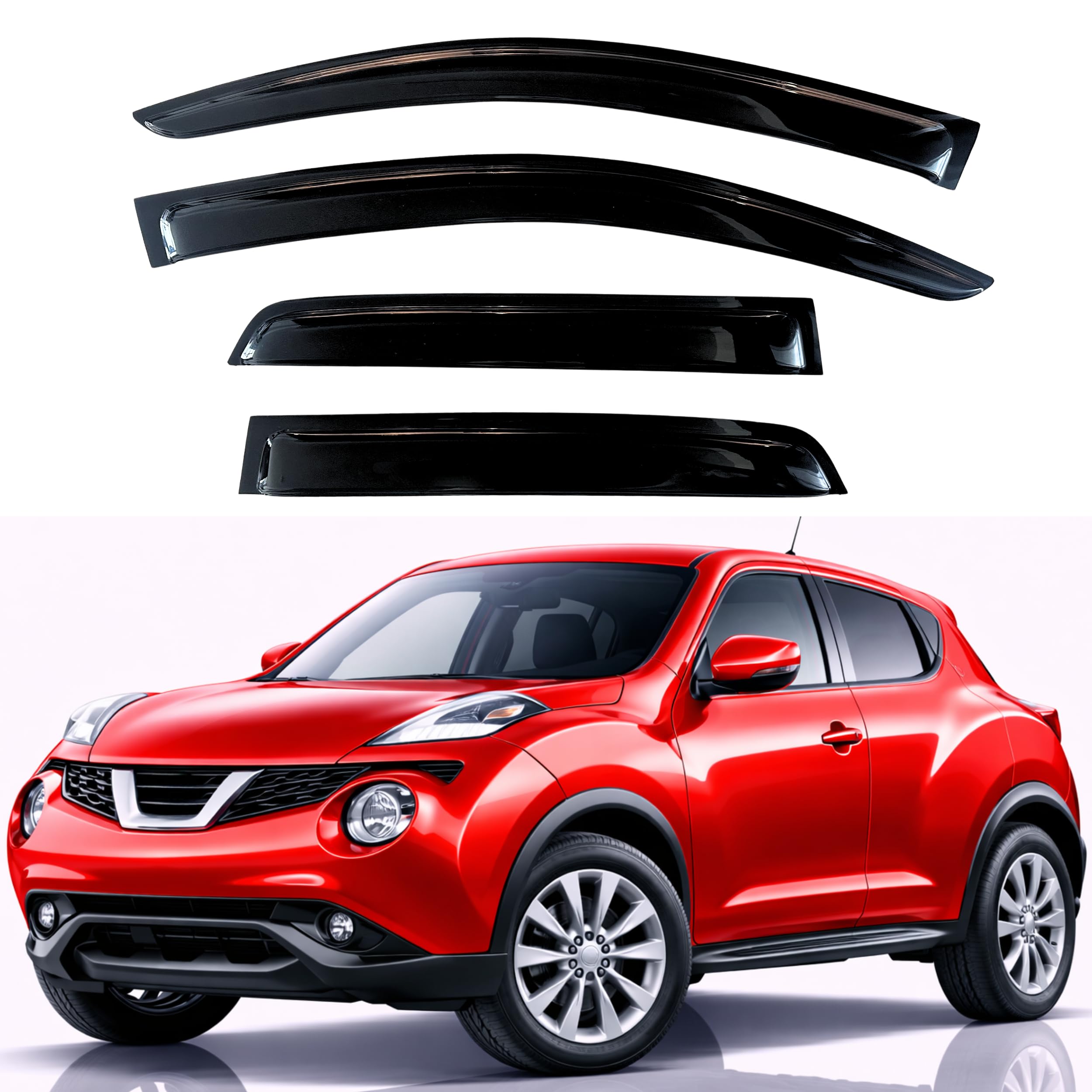 KPY Rain Guards Fit for 2011-2017 Nissan Juke, Out-Channel Window Visors Vent Wind Deflectors 4PC, Car Accessories for 11-17 Juke