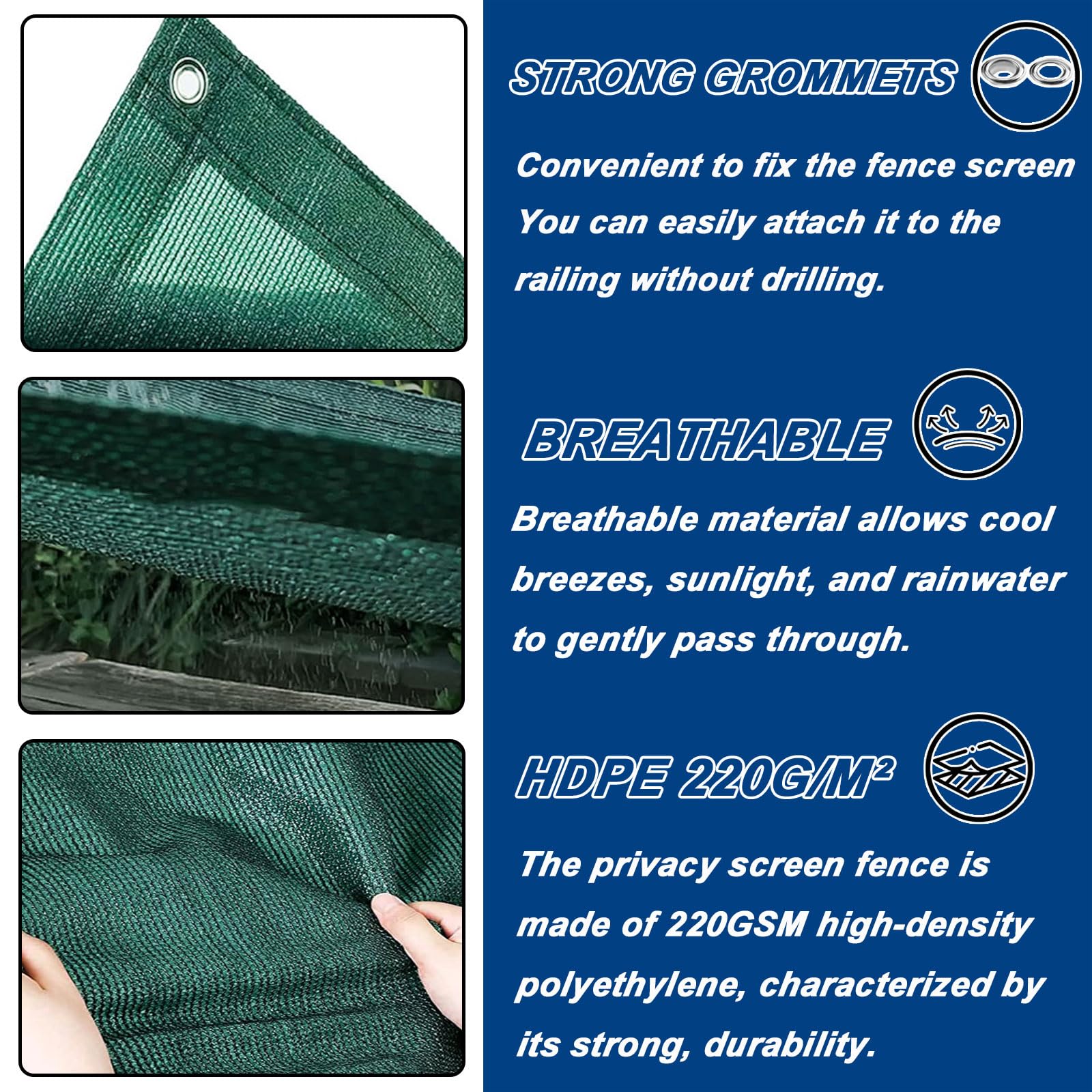 Pantalla Privacidad Balcón 110 x 670 cm Hdpe, Protección UV, Resistente Al Viento Malla Sombreo con Ataduras de Cables Protección de Privacidad para Jardín Exterior, Verde Oscuro