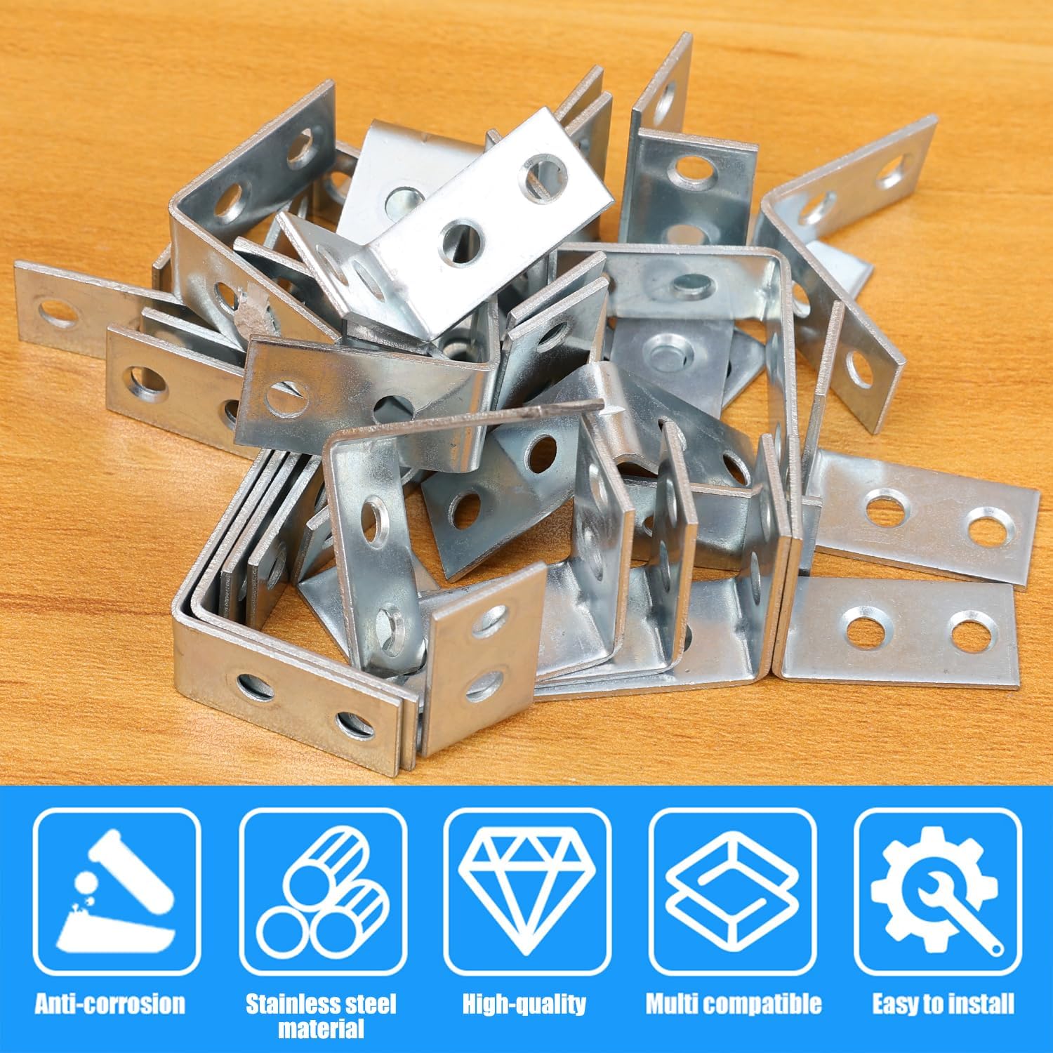 50PCS Right Angle Corner Brackets Furniture Cabinet Iron Joint Fastener Table Corner Connector Hardware Supports,3*3*1.5cm