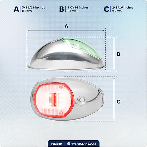 Miniatura 9 de Five Oceans Boat Navigation Lights, LED Bow Light, Navigation Lights for Boats LED Red and Green, Boat Lights Navigation Vertical Mount Sidelight,