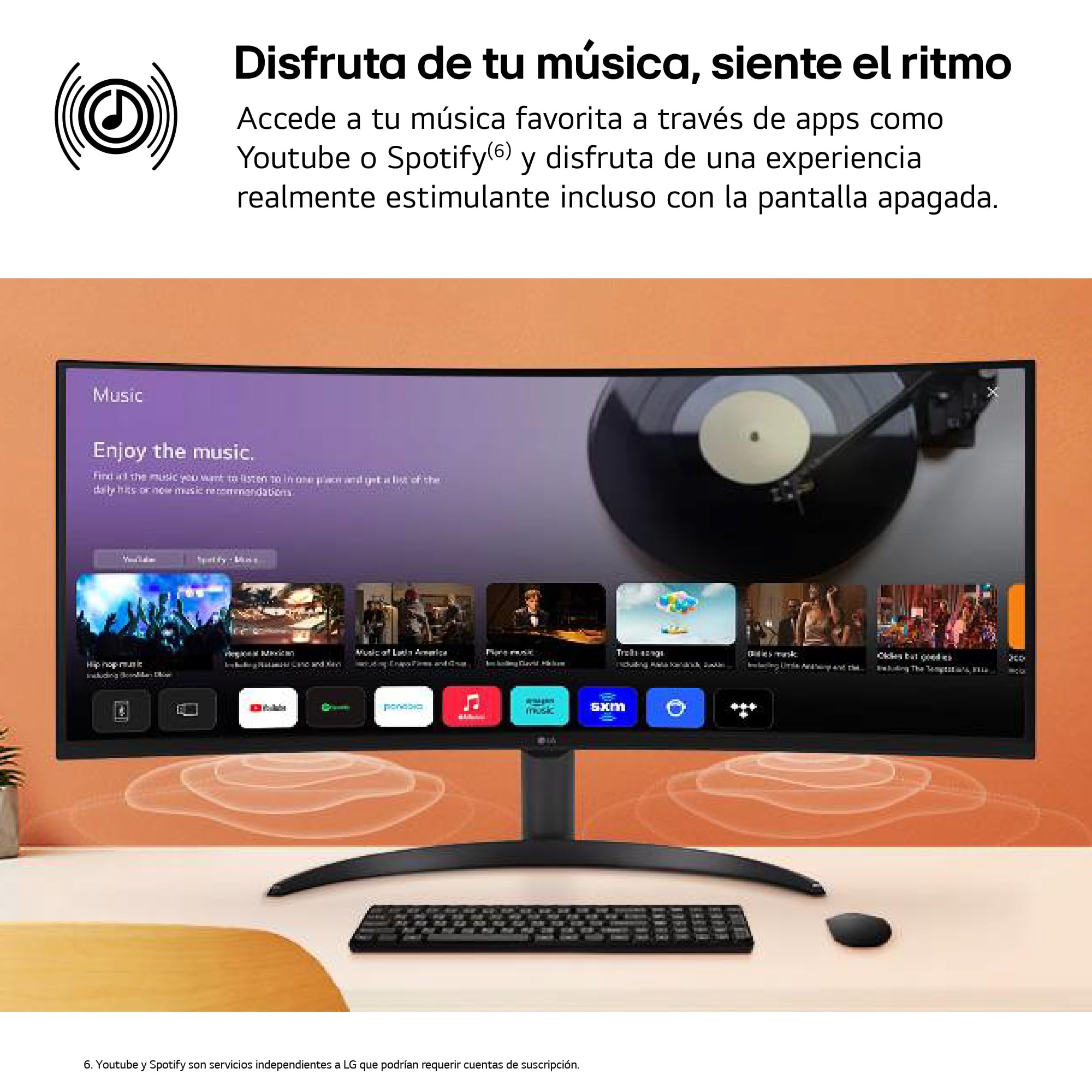 LG 34SR65QC-B - Smart Monitor, 34", Pantalla VA, 3440x1440 UWQHD, VA, (21:9), webOS23, 300 nits, con Mando, Sin Cámara, Inclinación Ajustable, Negro
