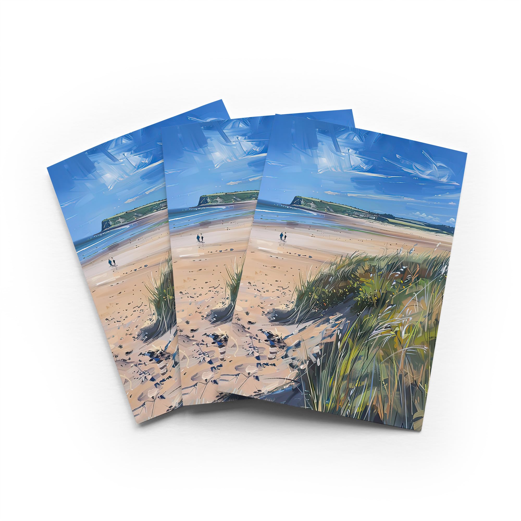 Alnmouth Beach Greeting Card Coastal Spring Landscape Any Occasion Set of 3 Blank Inside 5x7 Inch 13x18 cm