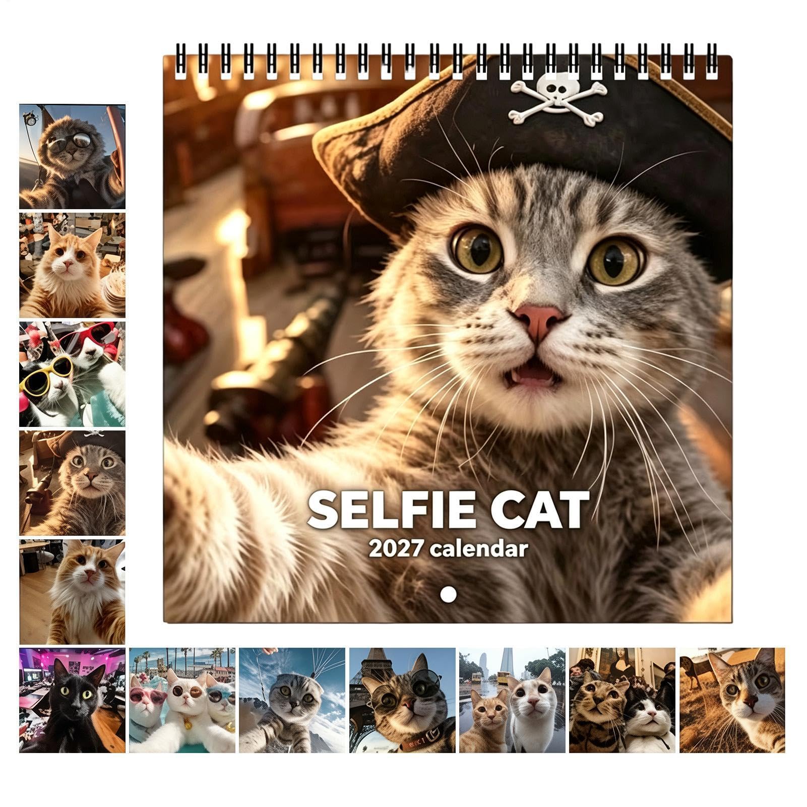 Funny Cat Calendar 2027, Cat Selfie Wall Calendar 2027 Wall Decor
