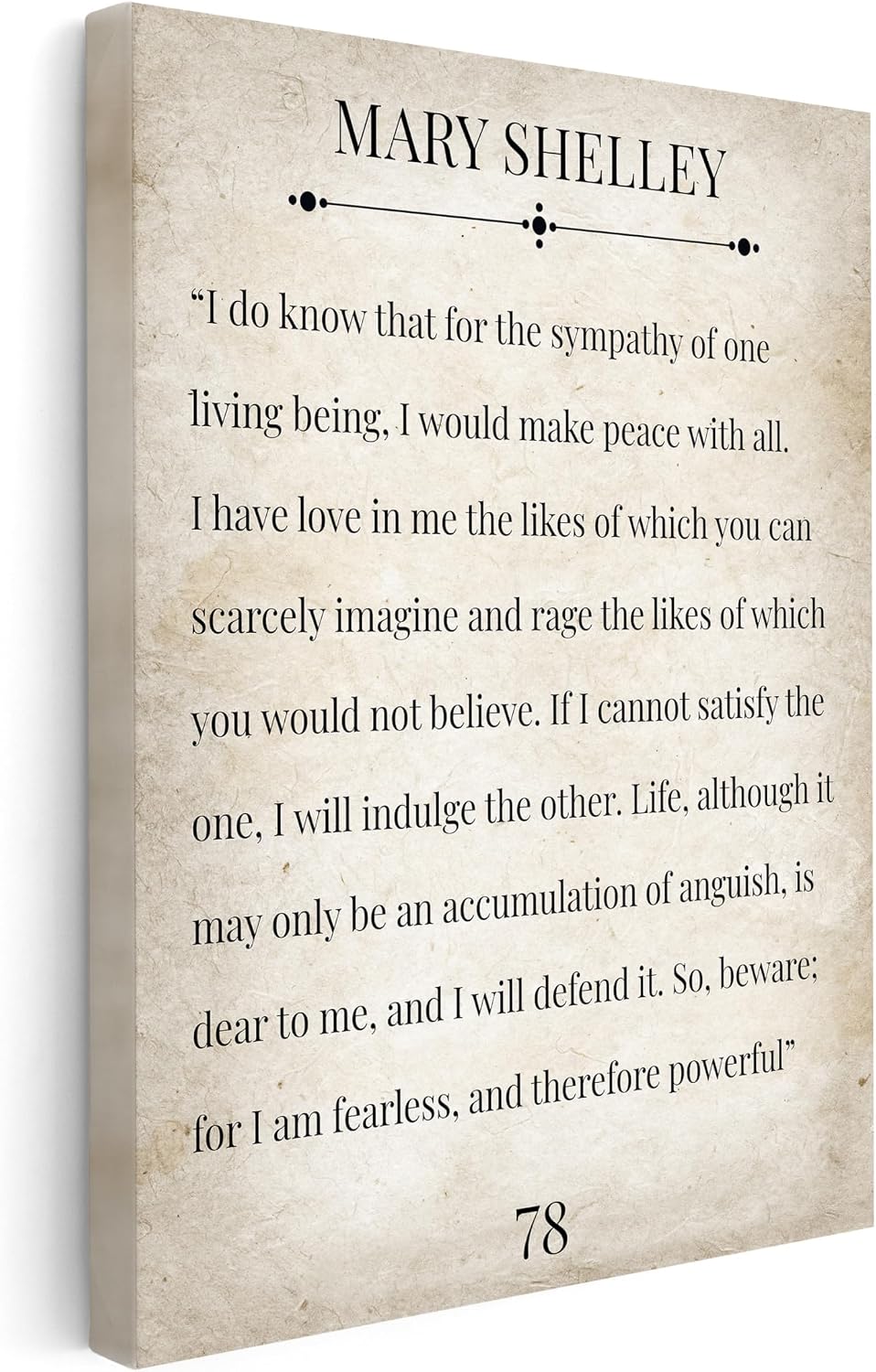 Poster Master Frankenstein Canvas - Mary Shelley Print - Motivational Quote Art - Frankenstein Book Quote Art - Gift for Him, Her - Typography Decor for Living Room, Bedroom - 8x10 STRETCHED Canvas