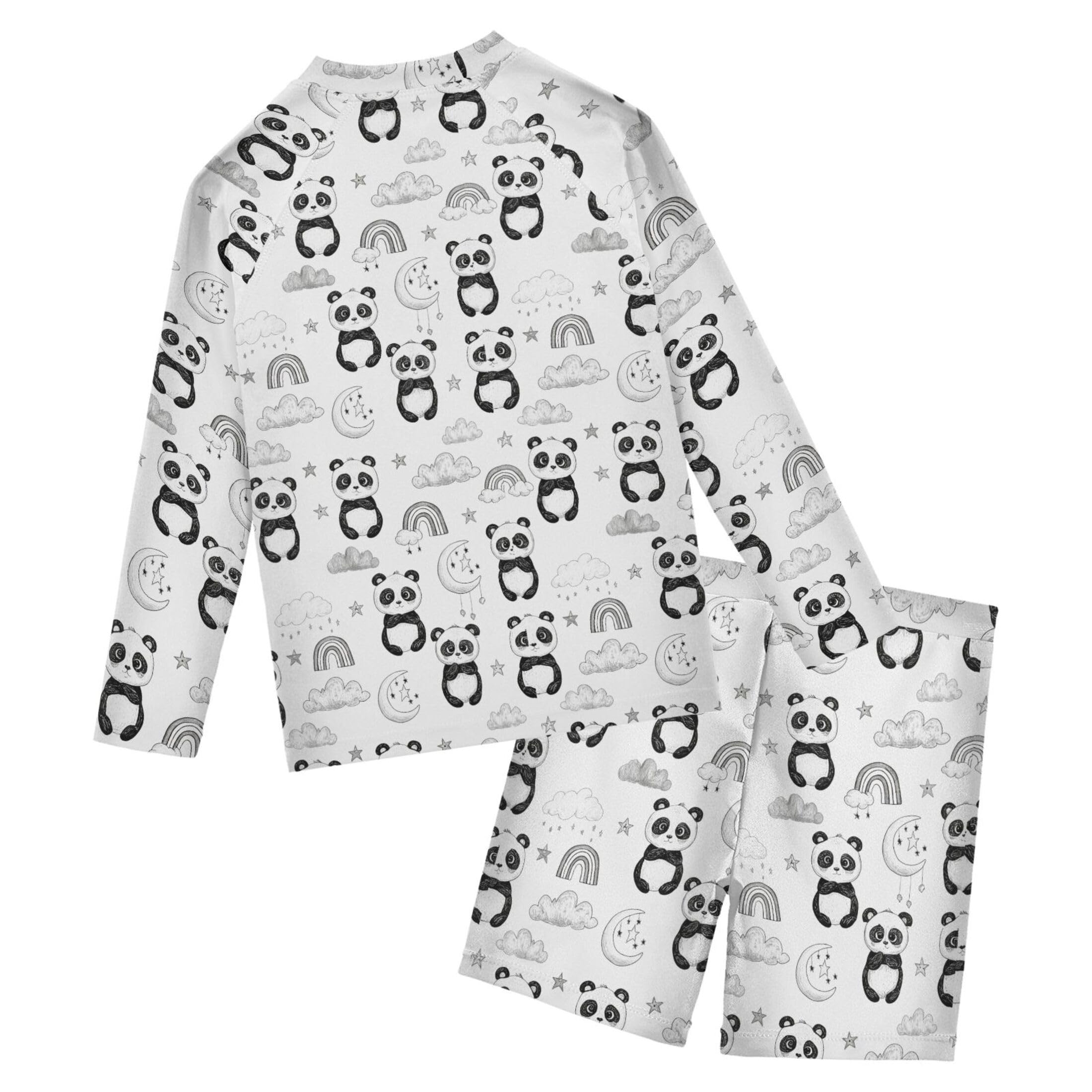 Cute Panda Toddlers and Baby Boys' Swimsuit Trunk and Rashguard Set B0404177