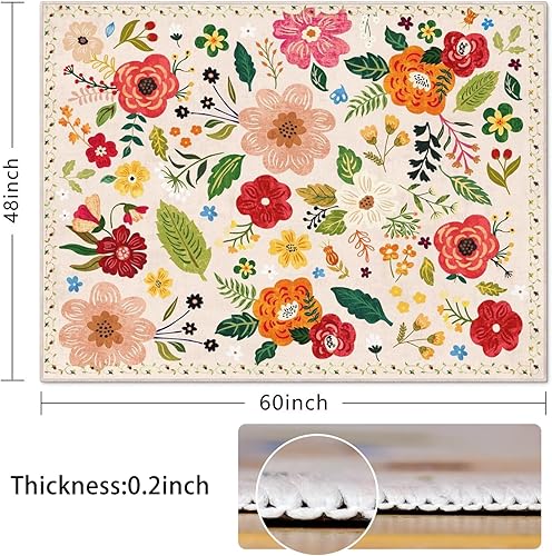 Vista 56 de Tapete para silla de oficina para suelo de madera dura y azulejos, tapete bohemio floral de 36 x 48 pulgadas para silla de computadora de oficina
