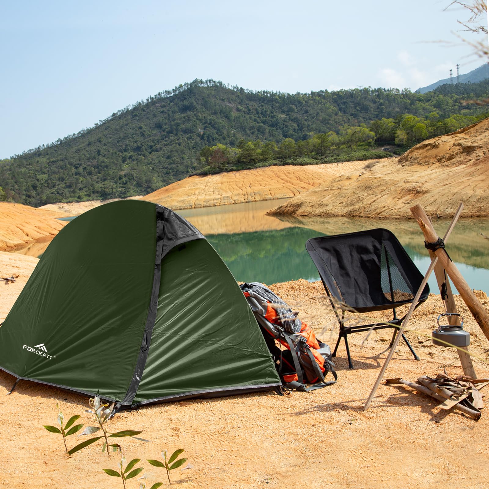 Forceatt Tienda De Campaña,1/2 Persona Carpa Camping, Ultraligero, Impermeables, Construcción Rápida, Doble Capa Tienda Campaña, para Camping, Viajes En Motocicleta, Senderismo, Fiesta