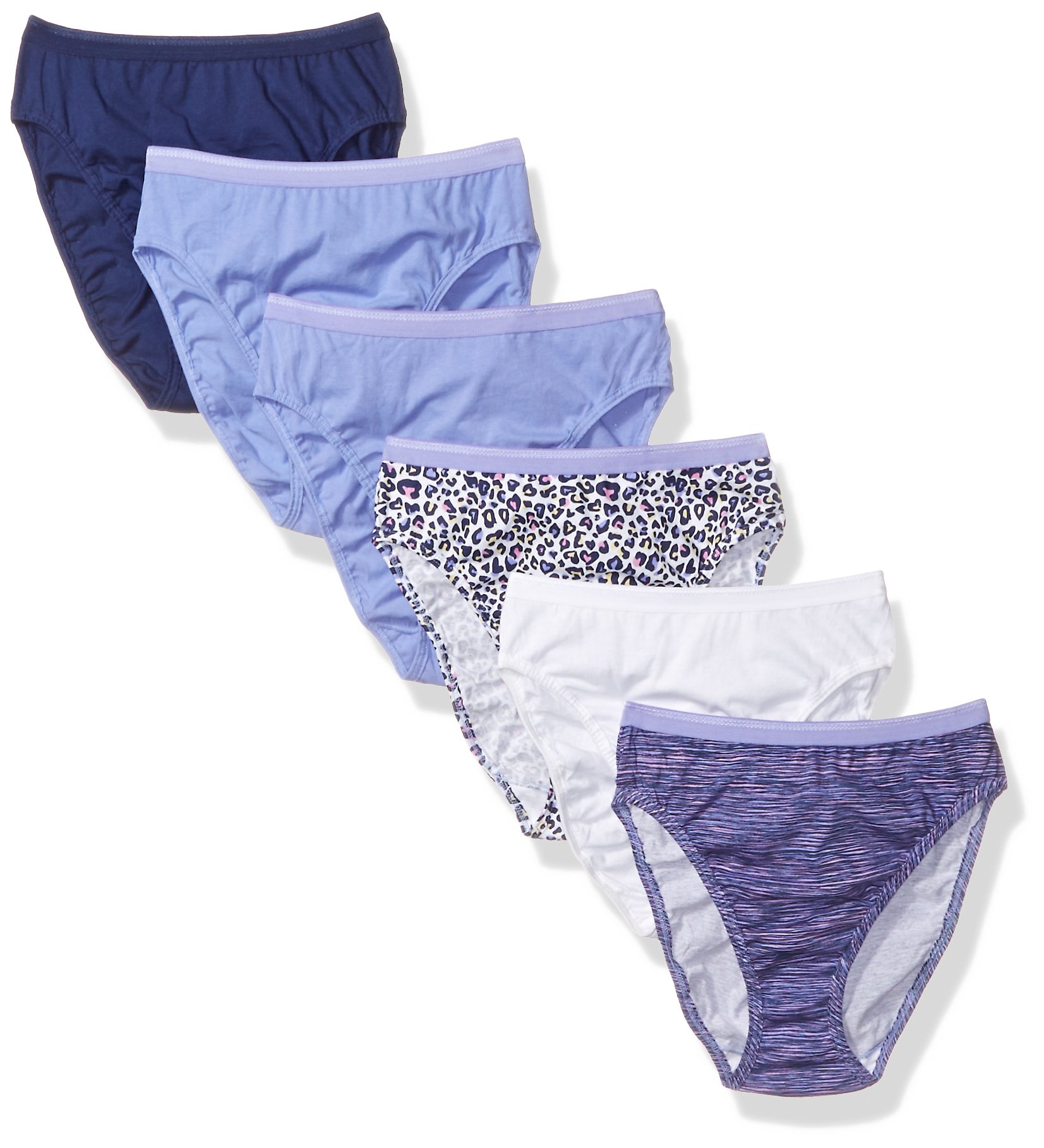 Fruit Of The LoomWomen's 6 Pack Assorted Color Cotton Hi-Cut Panties