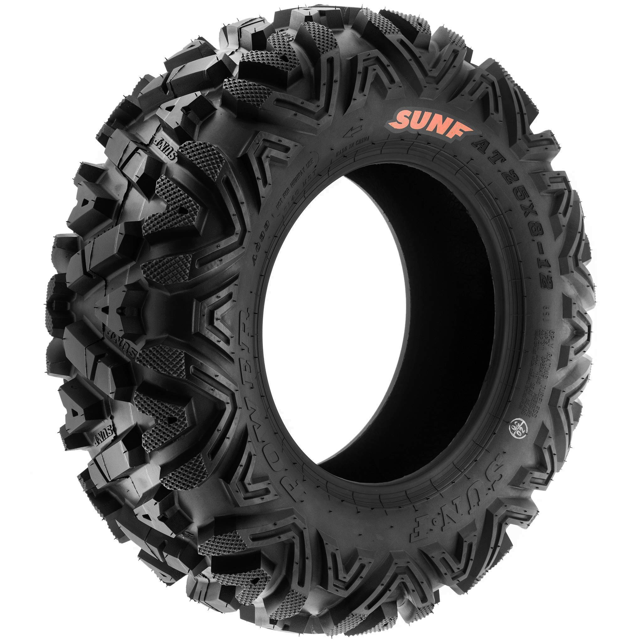 SunF A033 25x8-12 25x8x12 Quad ATV UTV Pneumatici, 6 PR, Tubeless Quad Pneumatici POWER I E4 Mark, set di 2