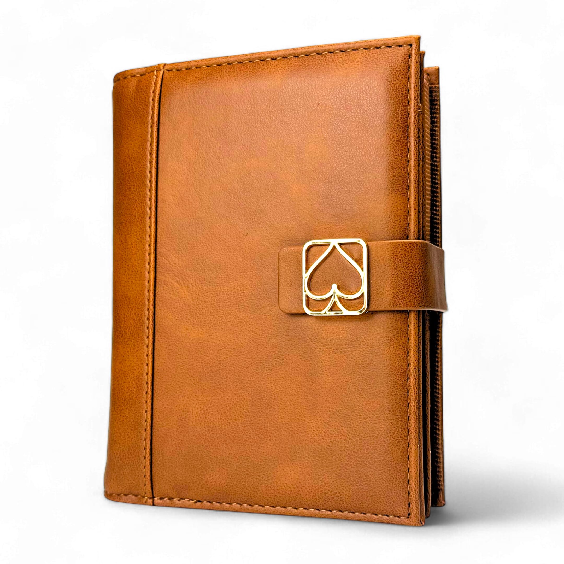 Luck Lab Double Deck Leather Playing Card Case/Holder - Fits Two Decks of Poker and Bridge Size Cards, Notepad and Pen (Brown)