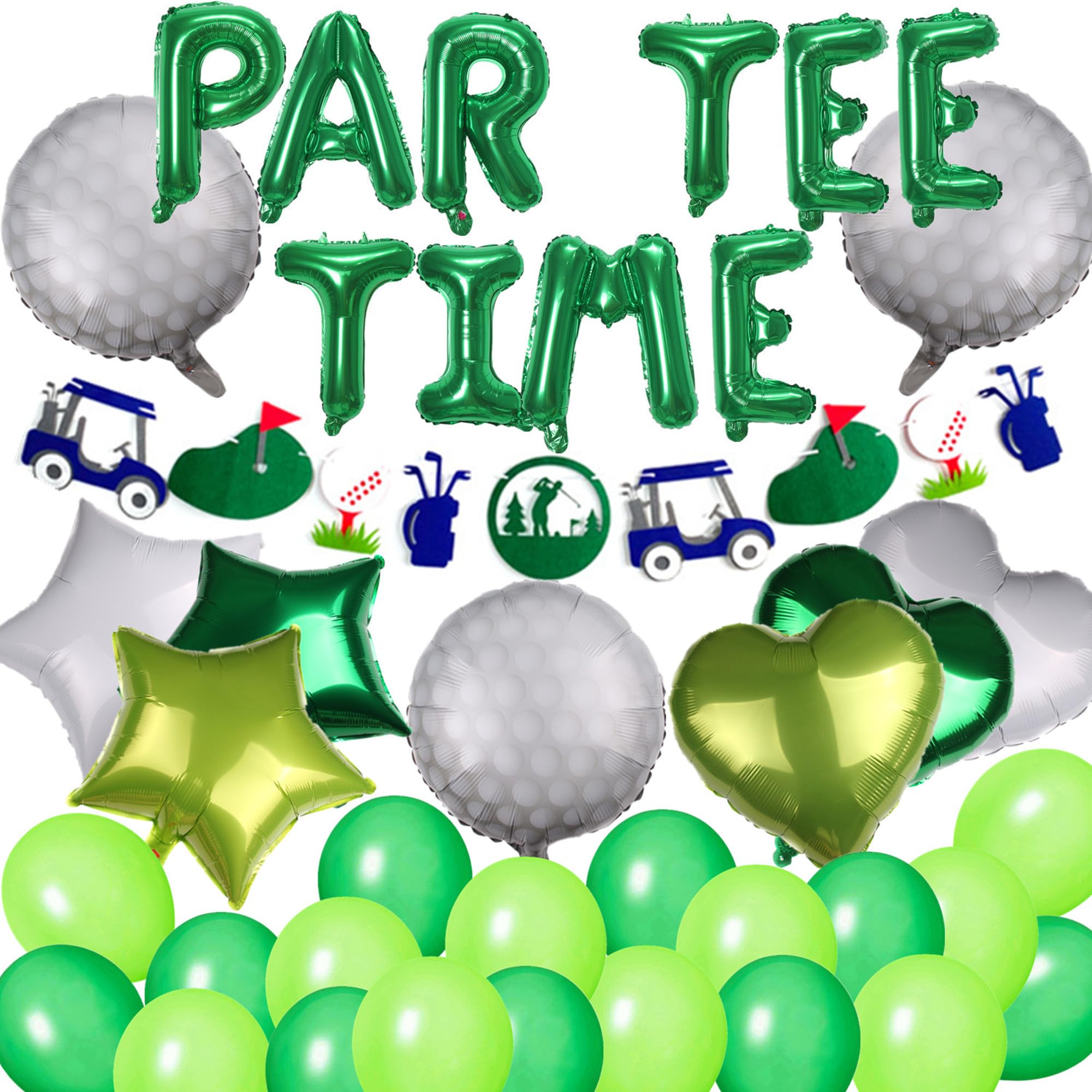 Let's Partee Time Golf Party Decorations Golf Balloons Banner Men Boys Party Balloons Decoration Sport Themed Party Supplies Green Balloons for