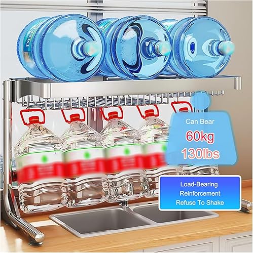 Miniatura 3 de Escurridor de platos para colocar sobre el fregadero, escurridor de platos ajustable de 2 niveles, soporte organizador de fregadero con soporte para
