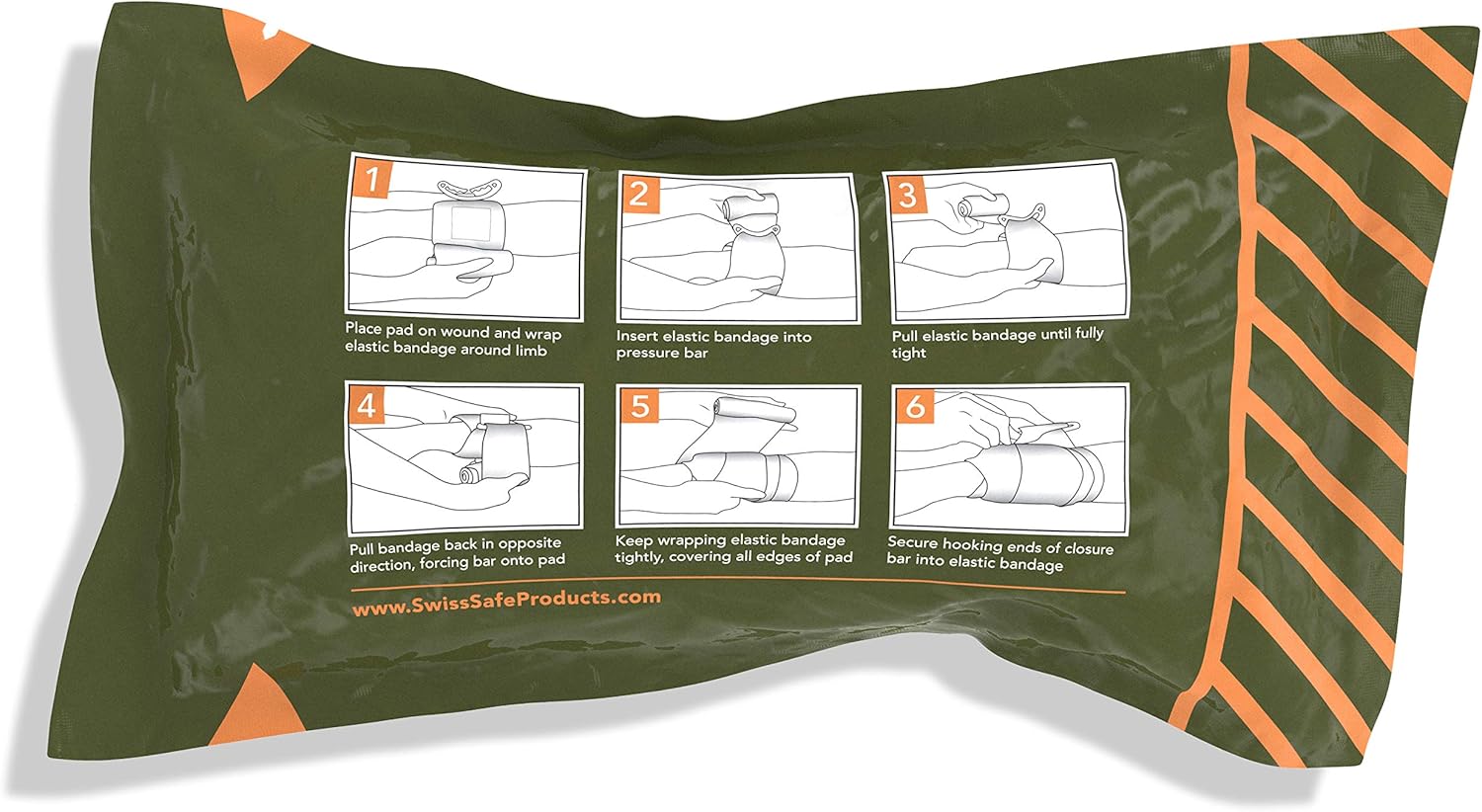 Swiss Safe Israeli Sterile Compression Bandage, for Emergency Wound Dressing, First Aid and Trauma Kit, 6 inch, 10 Pack : Everything Else