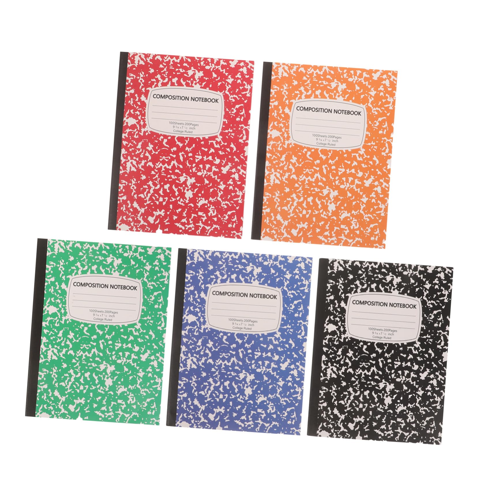Lurrose 5Er-Packung B5 College Ruled Composition Notebook mit 100 Blättern | Softcover aus Papier, Abschnittslinien für Klare Gliederung, Elegantes Marmor Schneeflocken Design