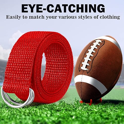 Miniatura 4 de Web - Cinturón de fútbol de 52 pulgadas de largo, con anillo en D para hombres, mujeres, jóvenes, niños y niñas, bandera de fútbol