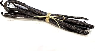 5 Madagascar Vanilla Bean - Prime Bourbon Grade A, Great for Baking, Homemade Extract, vanilla paste, Brewing, Coffee, Cooking etc. Average length 5-6 inches. (5 Beans)