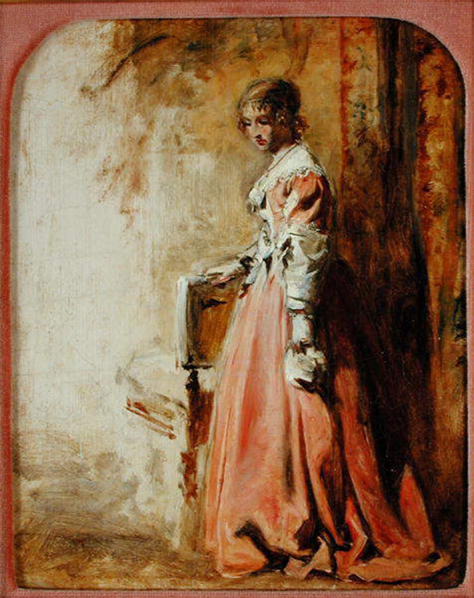 SERENDIPITP Abstract Painting Mural Print Picture Wall Decor Painting the Pink Dress by William Powell Frith Vintage Wall Artwork for Home Decor 60x90cm