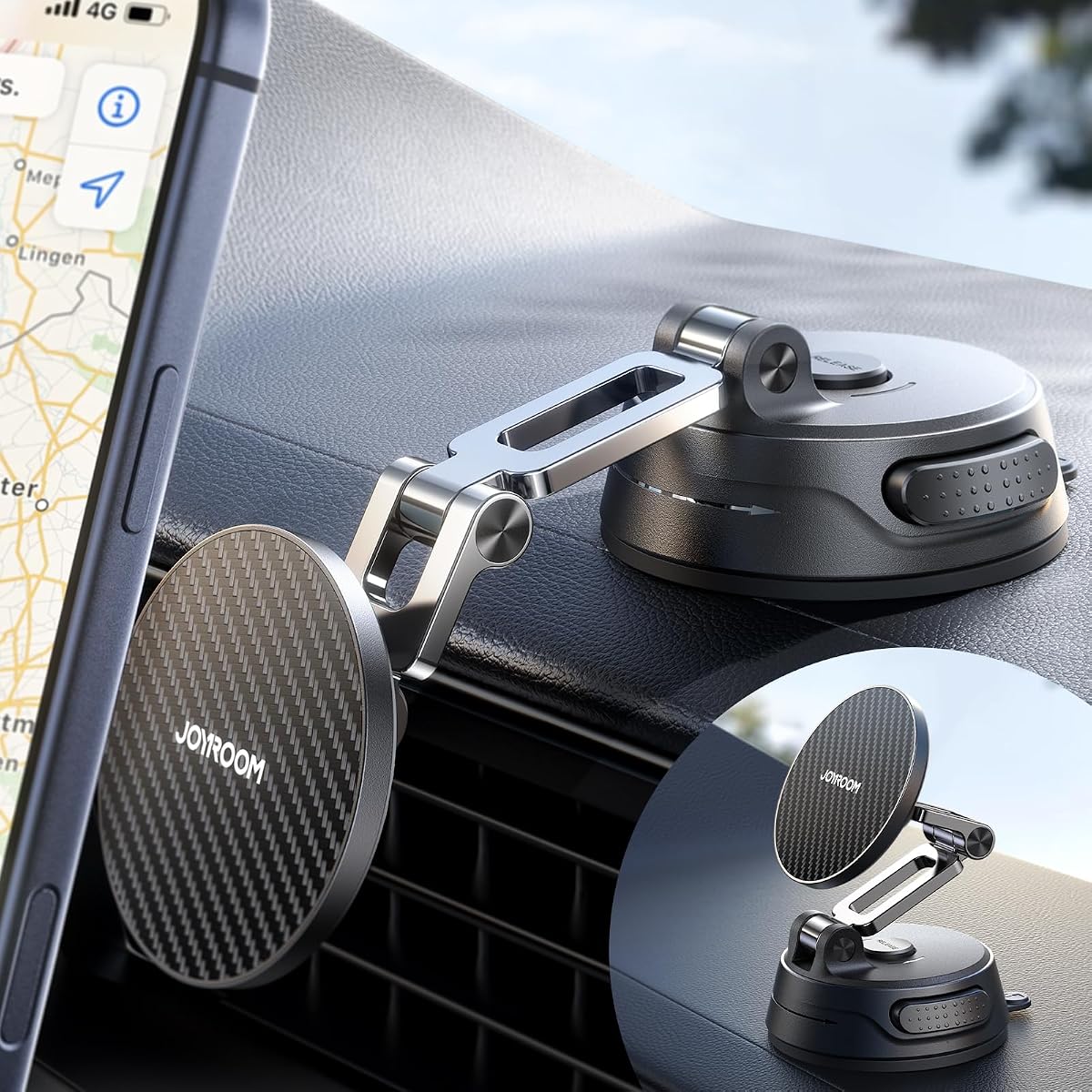 Car Mount for iPhone, [Tri-Fold] MagSafe iPhone Car Mount, [Suction Pro+Gel Base] 360° Rotation iPhone Car Holder, Strong Magnet for iPhone 17 Pro Max and Other Series[Not for Charging]