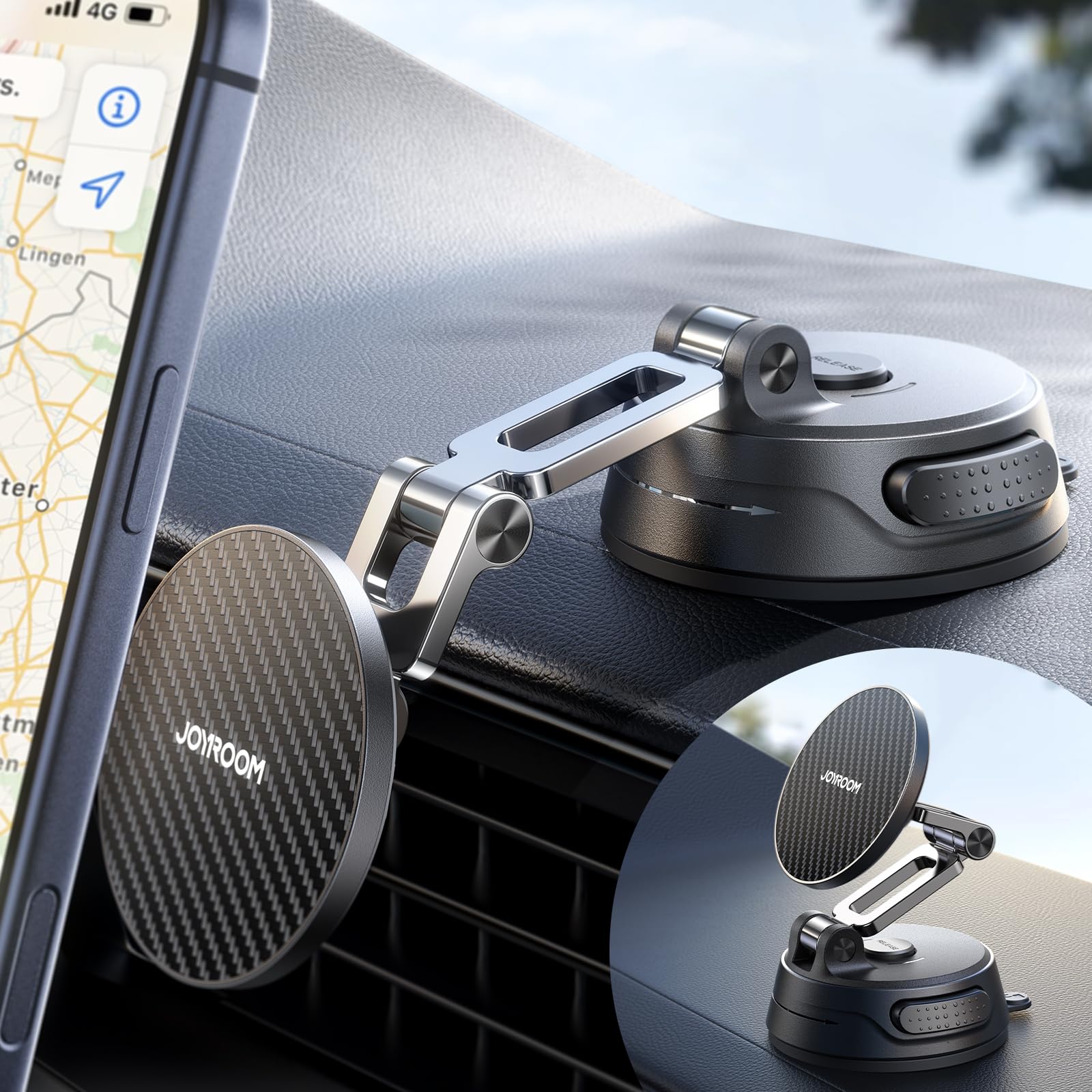 Photo 1 of JOYROOM Car Mount for iPhone, [Tri-Fold] MagSafe iPhone Car Mount, [Suction Pro+Gel Base] 360° Rotation iPhone Car Holder, Strong Magnet for iPhone 17 Pro Max and Other Series[Not for Charging]
